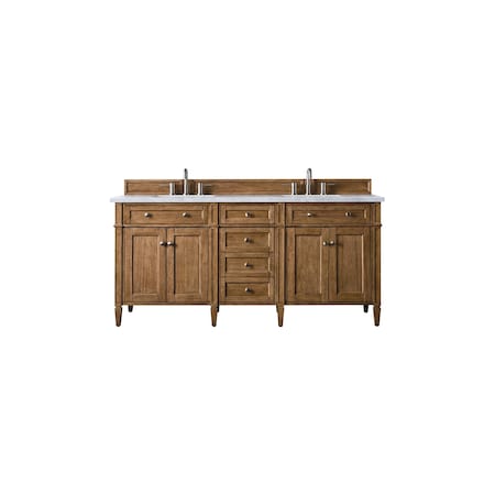 James Martin Vanities Brittany 72in Double Vanity, Saddle Brown w/ 3 CM Carrara Marble Top 650-V72-SBR-3CAR